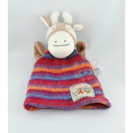  grande famille marionnette vache marron blanc robe violet orange 